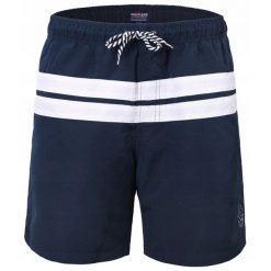 Spodenki Plażowe (Kąpielówki) - Pako Jeans - Granat, Biały Pas. Niebieskie kąpielówki Pako Jeans, l, bez wzorów, z jeansu. Za 89.00 zł.