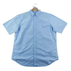 Second life - Klasyczna koszula męska gładka Oxford niebieska - Jak nowy. Niebieskie koszule RALPH LAUREN, m, bez wzorów, z jeansu, bez kołnierzyka, bez ramiączek. Za 207.36 zł.