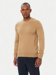 BOSS Sweter Leno 50571914 Beżowy Regular Fit. Brązowe swetry rozpinane Boss, m, bez wzorów, ze lnu, bez kołnierzyka, bez ramiączek. Za 679.99 zł.