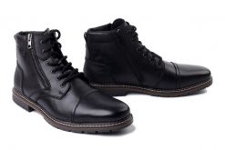 RIEKER TEX 13704-00 black, trzewiki męskie. Czarne botki sznurowane Rieker, bez wzorów, bez obcasa, bez zapięcia. Za 489.90 zł.