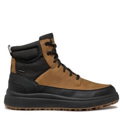 Kozaki Geox. Brązowe kozaki Geox, bez wzorów, bez obcasa, bez zapięcia. Za 759.99 zł.