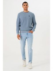 Garcia Sweter w kolorze błękitnym rozmiar: S. Niebieskie swetry nierozpinane Garcia, s, bez wzorów, z bawełny, bez kołnierzyka, bez ramiączek. Za 82.64 zł.