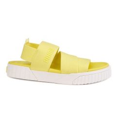 Sandały Puma Cali neonowo-żółte. Żółte sandały Puma, z materiału, z okrągłym noskiem, bez zapięcia. Za 339.99 zł.