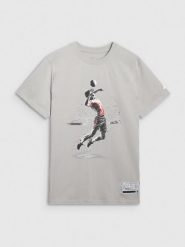 4F T-shirt regular z nadrukiem męski - szary XL. Szare t-shirty 4F, m, bez wzorów, z bawełny, bez kołnierzyka, bez ramiączek. Za 69.99 zł.