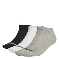 Cienkie skarpetki przed kostkę Linear – 3 pary. Białe skarpety Adidas, bez wzorów. Za 34.95 zł.