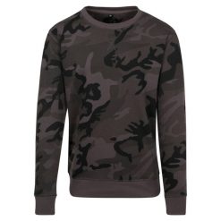 Męska Bluza Z Dekoltem W Kamuflażu. Brązowe bluzy BUILD YOUR BRAND, m, bez wzorów, bez kaptura. Za 156.99 zł.
