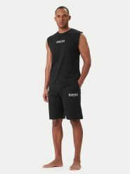 Guess Piżama U6GX02 KCAM1 Czarny Regular Fit. Czarne piżamy Guess, m, z aplikacjami, z bawełny, bez ramiączek. Za 269.99 zł.