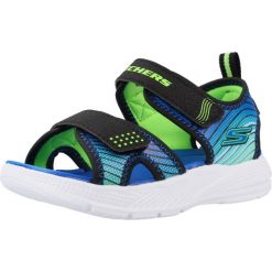 Sandały SKECHERS 407034N Niebieski. Niebieskie sandały Skechers, z materiału, bez zapięcia. Za 153.99 zł.