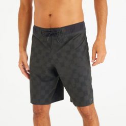 Spodenki surfingowe męskie Olaian 900 20" Morpho Checky. Czarne odzież kąpielowa OLAIAN, l, bez wzorów, z elastanu, sportowe. Za 159.99 zł.