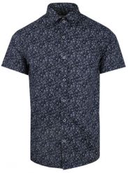 Męska Koszula Typu Casual (Weekendowa) - Pako Jeans - Granatowa, Drobne Listki. Niebieskie koszule Pako Jeans, l, bez wzorów, z bawełny, bez kołnierzyka, bez ramiączek. Za 169.00 zł.