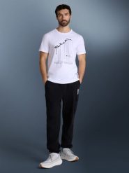 4F T-shirt regular z nadrukiem męski - biały L. Białe t-shirty 4F, l, bez wzorów, z bawełny, bez kołnierzyka, bez ramiączek. Za 69.99 zł.