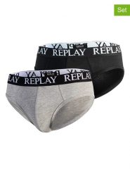Replay Slipy (2 pary) w kolorze szarym i czarnym rozmiar: XL. Czarne slipki Replay, xl, bez wzorów. Za 57.47 zł.