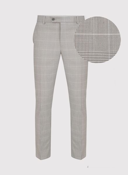 Szare spodnie garniturowe w subtelną kratę P22SF-6G-023-S-S. Szare eleganckie spodnie Pako Lorente, s, bez wzorów, z elastanu. Za 199.99 zł.