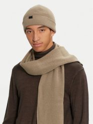 Jack&Jones Zestaw Szalik i Czapka 12163827 Beżowy. Brązowe czapki zimowe Jack&Jones, bez wzorów, z materiału. Za 99.99 zł.