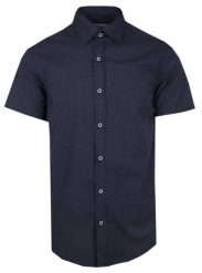Męska Koszula Typu Casual (Weekendowa) - Pako Jeans - Granatowa w Mikrogroszki. Niebieskie koszule Pako Jeans, l, bez wzorów, z bawełny, bez kołnierzyka, bez ramiączek. Za 169.00 zł.