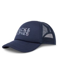 Czapka z daszkiem Jack&Jones. Niebieskie czapki z daszkiem Jack&Jones, bez wzorów. Za 49.99 zł.