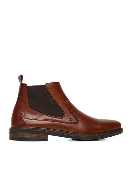 Rieker Botki 37662-24 Brązowy. Brązowe botki sznurowane Rieker, bez wzorów, ze skóry, bez obcasa, bez zapięcia. Za 369.99 zł.