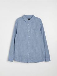 Bawełniana koszula w kratę - błękitny. Niebieskie koszule Sinsay, l, bez wzorów, z bawełny, bez kołnierzyka, bez ramiączek. Za 59.99 zł.