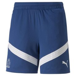 Spodenki treningowe Olympique de Marseille 2022/23. Białe krótkie spodenki sportowe Puma, xs, bez wzorów, z materiału. Za 161.25 zł.