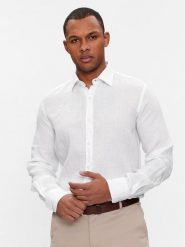 Paul&Shark Koszula 24413322 Biały Slim Fit. Białe koszule PAUL&SHARK, m, bez wzorów, ze lnu, bez kołnierzyka, bez ramiączek. Za 1,169.00 zł.