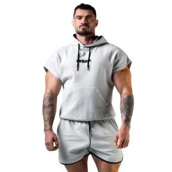 Bluza z kapturem z krótkim rękawem Nebbia Hero. Szare bluzy z kapturem Nebbia, s, bez wzorów, z materiału, z kapturem. Za 319.99 zł.