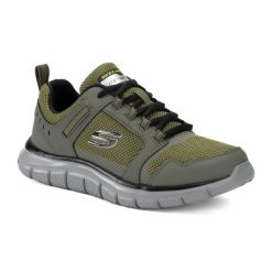 Buty męskie SKECHERS Track Knockhill. Zielone buty turystyczne Skechers, bez wzorów, bez zapięcia. Za 219.99 zł.