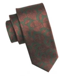 Elegancki i Modny Męski Krawat - Angelo di Monti - Ciemna Zieleń, Brązowe Kwiaty. Zielone krawaty i muchy Angelo di Monti, bez wzorów, z tkaniny. Za 45.00 zł.