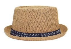 Męski Kapelusz Letni (Styl MELONIK) - Pako Jeans - Beżowy, Taśemka w Kotwice. Brązowe kapelusze Pako Jeans, bez wzorów, z jeansu, klasyczne. Za 49.00 zł.
