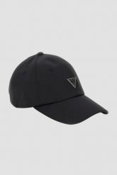 GUESS Czarna czapka męska Nylon. Czarne czapki z daszkiem Guess, z aplikacjami, z nylonu. W wyprzedaży za 85.99 zł.