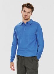 PAKO LORENTE – Męski niebieski sweter z kołnierzykiem polo. Niebieskie swetry nierozpinane Pako Lorente, na zimę, m, bez wzorów, z poliamidu, bez kołnierzyka, bez ramiączek. Za 149.99 zł.