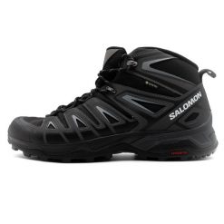 Buty trekkingowe męskie Salomon X Ultra Pioneer Mid Gtx Gore-tex. Czarne buty turystyczne Salomon, bez wzorów, z gore-texu, za kostkę, bez zapięcia, trekkingowe, gore-tex. Za 685.00 zł.
