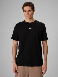 4F T-shirt regular gładki męski 4F x Robert Lewandowski - czarne L. Czarne t-shirty 4F, l, bez wzorów, z bawełny, bez kołnierzyka, bez ramiączek. Za 99.99 zł.