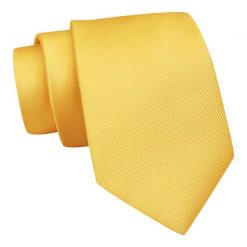 Klasyczny Krawat Żółty, Złoty, Kanarkowy w Delikatne Prążki, Męski, 7 cm -Angelo di Monti. Żółte krawaty i muchy Angelo di Monti, bez wzorów, z tkaniny. Za 45.00 zł.