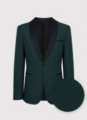 PAKO LORENTE – Marynarka smokingowa w kolorze zielonym. Zielone garnitury Pako Lorente, na ślub cywilny, bez wzorów, z elastanu. Za 499.99 zł.