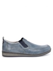 Rieker Półbuty 05450-12 Niebieski. Niebieskie eleganckie półbuty Rieker, bez wzorów, ze skóry, bez obcasa, bez zapięcia. Za 369.99 zł.