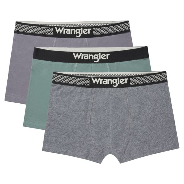 3PAK MESKIE BOKSERKI WRANGLER TRUNKS BRODIE CHARCOAL MARL/DARK FOREST/POPPYSEED U5_22225_WRA. Szare bokserki Wrangler, s, bez wzorów. Za 79.99 zł.