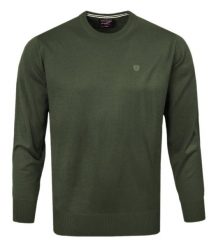 Klasyczny Wełniany Sweter, Okrągły Dekolt (U-Neck) - Pako Jeans - Oliwkowy. Zielone swetry rozpinane Pako Jeans, m, bez wzorów, z jeansu, bez kołnierzyka, bez ramiączek. Za 169.00 zł.