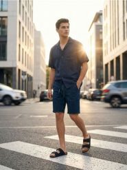 Szorty jeansowe slim - niebieski. Niebieskie krótkie spodenki sportowe Sinsay, l, bez wzorów, z jeansu. W wyprzedaży za 19.99 zł.