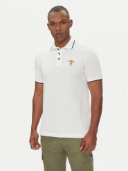 Aeronautica Militare Polo 251PO1308P82 Biały Regular Fit. Białe koszulki polo Aeronautica Militare, m, bez wzorów, z bawełny, bez kołnierzyka, bez ramiączek. Za 249.99 zł.