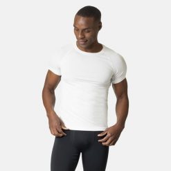 Koszulka termoaktywna z krótkim rękawem męska Odlo PERFORMANCE LIGHT ECO. Białe bielizna termoaktywna ODLO, m, bez wzorów, bez ramiączek, trekkingowe. Za 259.99 zł.