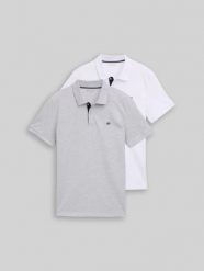 Męska Koszulka Polo Tom Tailor Doublepack Polo Light Stone Grey Melange 1044879 15398. Szare koszulki polo Tom Tailor, m, bez wzorów, bez kołnierzyka, bez ramiączek. Za 129.99 zł.