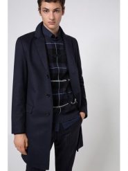 Hugo Płaszcz wełniany Migor2041 50438437 Granatowy Slim Fit. Niebieskie płaszcze Hugo, na zimę, m, bez wzorów, z wełny, bez kaptura. Za 1,859.00 zł.