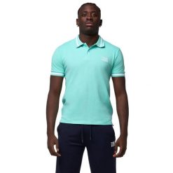 Leone Basic męska koszulka polo z kołnierzykiem. Niebieskie koszulki polo LEONE 1947 APPAREL, m, bez wzorów, z bawełny, bez kołnierzyka, bez ramiączek. Za 105.21 zł.