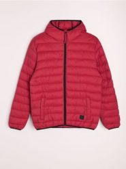 Kurtka puffer z kapturem - czerwony. Czerwone kurtki Sinsay, l, bez wzorów, z kapturem. Za 99.99 zł.