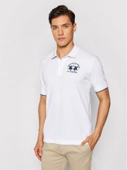 La Martina Polo CCMP01 PK001 Biały Regular Fit. Białe koszulki polo La Martina, l, bez wzorów, z bawełny, bez kołnierzyka, bez ramiączek. Za 389.99 zł.