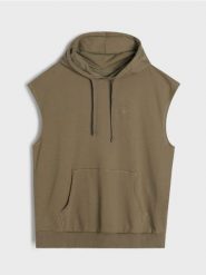 Bluza bez rękawów z kapturem - zielony. Zielone bluzy z kapturem Sinsay, l, bez wzorów, z kapturem. Za 39.99 zł.