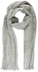 Lekki (Przejściowy) Szalik z Naturalnej Wiskozy - Fraas - Popiel i Beż, Drobna Krateczka. Szare szaliki V. Fraas, bez wzorów, z materiału. Za 59.00 zł.