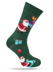 Świąteczne Skarpetki - Alties - Mikołaj z Prezentami. Skarpety Alties, bez wzorów, z bawełny. Za 19.90 zł.