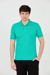 LA MARTINA Szmaragdowe polo z małym logo. Zielone koszulki polo La Martina, m, bez wzorów, bez kołnierzyka, bez ramiączek. W wyprzedaży za 359.99 zł.
