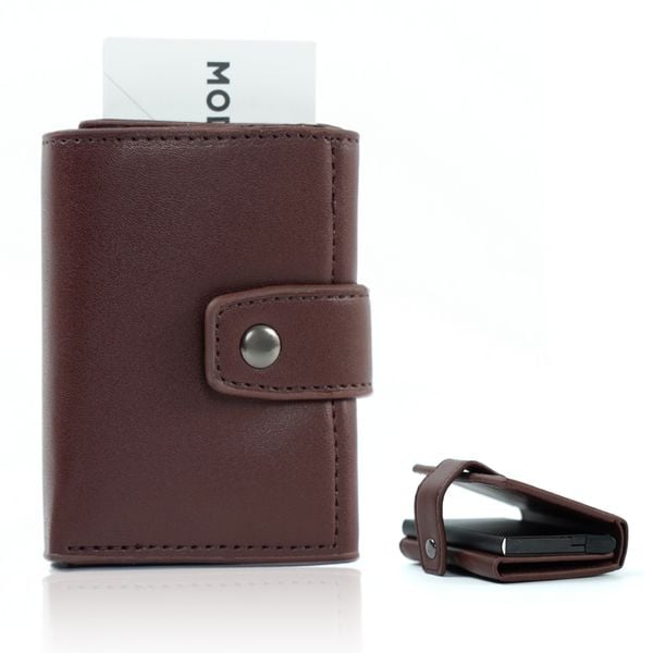 Portfel męski zapinany SW38 BROWN. Brązowe portfele bez wzorów. Za 39.89 zł.